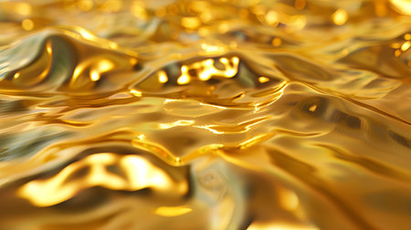 Gold foil background with light reflections from front view.の素材