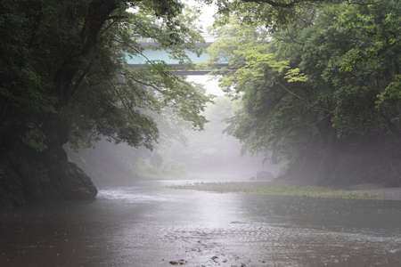Mist With Beautiful River. Iruma River In Japan.Best Nature Place.Summer Time.の写真素材