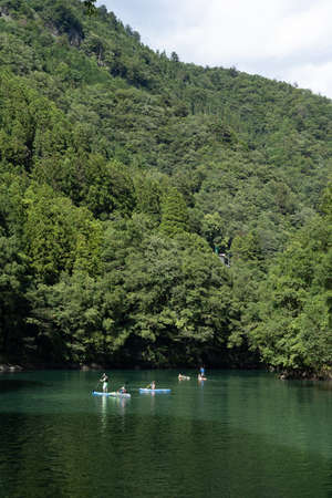 Okutama, Saitama Japan - 08 26 2021: Dangerous place rafting with teamwork in safetyのeditorial素材