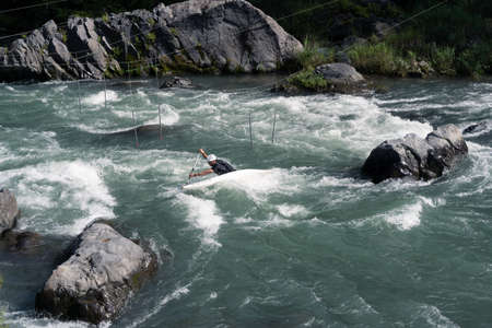Okutama, Saitama Japan - 08 26 2021: Dangerous place rafting with teamwork in safetyのeditorial素材