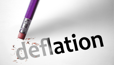 Eraser deleting the word Deflation の写真素材