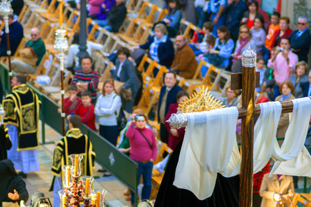 MALAGA, SPAIN - APRIL 09: traditional processions of Holy Week in the streets on April 19, 2009 in...