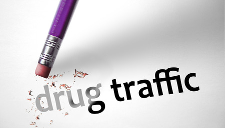 Eraser deleting the concept Drug Traffic の写真素材