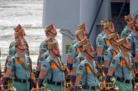 MALAGA, SPAIN - APRIL 09: Spanish Legionarios march on a military parade in Semana Santa (Easter)...