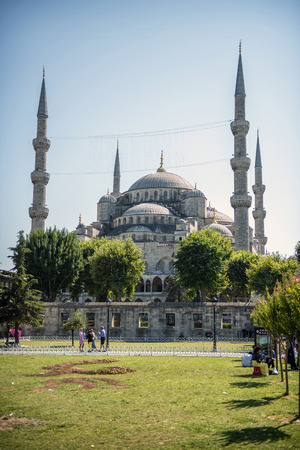 Visitors around the Blue Mosque in Istanbul, Turkeyのeditorial素材