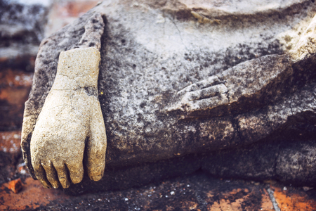 Old buddha statue in buddha temple, Ayutthaya, Thailandの写真素材