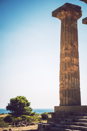 Ancient Greek temple in Selinunte, Sicily, Italy. Detail view.の写真素材