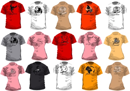 The big set of vests with  black - white animals.  Vectorのイラスト素材