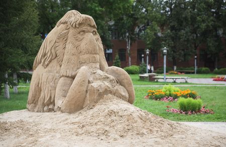 Mammoth made of sand, Tyumen, Russiaの写真素材