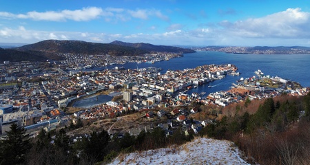 Panorama of Bergen from Mount Floyen, Norway の写真素材