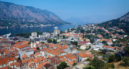 Panorama of the Kotor and Kotor Bay, Montenegroの写真素材