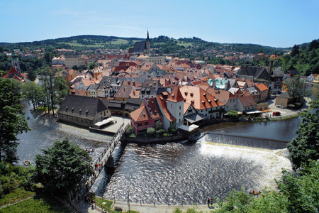 View on the Cesky Krumlov from Castle, Czech Republicの写真素材