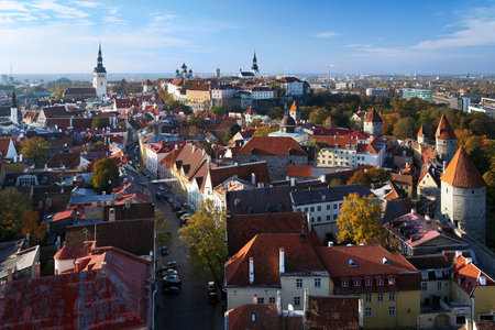 View of the Tallinn Old Town, Estoniaのeditorial素材
