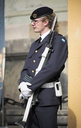 Royal Guard near the Royal Palace in Stockholm, Swedenのeditorial素材
