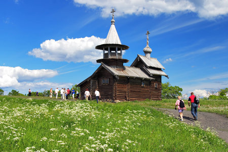 Chapel of the Archangel Michael on island Kizhi on lake Onega, Russiaのeditorial素材