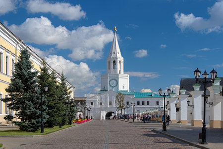 The Spasskaya Tower of the Kazan Kremlin, Tatarstan, Russiaの写真素材