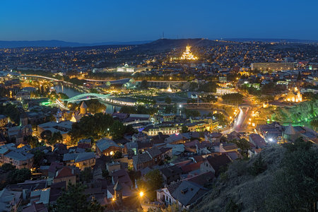 Evening view of Tbilisi from Narikala Fortress, Georgia