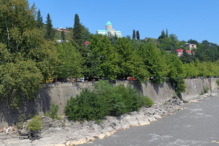 Bagrati Cathedral (Cathedral of the Dormition) on the high bank of Rioni River in Kutaisi, Georgia