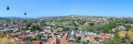Wide panorama of Tbilisi from Narikala Fortress, Georgia