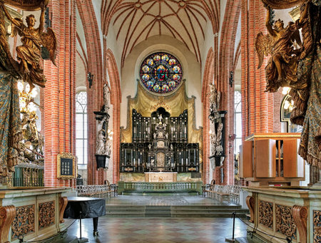 STOCKHOLM, SWEDEN - APRIL 3, 2016: Chancel and altar of Storkyrkan (Great Church). The church was first mentioned in 1279 and according to tradition was built by Birger Jarl, the founder of the city.のeditorial素材