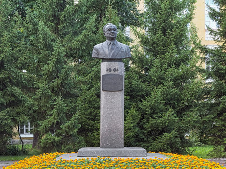 Kazan, Russia. Monument to Vladimir Kotelnikov (1908-2005), the famous Soviet scientist in the field of information theory, radio physics, radio engineering, radio astronomy and cryptography.のeditorial素材