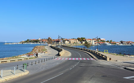 The entrance to the Old Town of Nessebar, Bulgaria. Nessebar is an ancient town and one of the major...