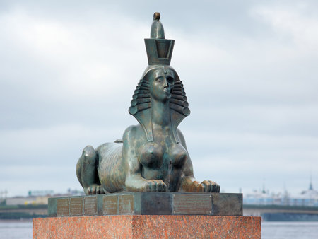 SAINT PETERSBURG, RUSSIA - SEPTEMBER 11, 2011: Sphinx with half skull face, element of the Monument to victims of political repression. The monument by Mihail Chemiakin was unveiled on April 28, 1995.のeditorial素材