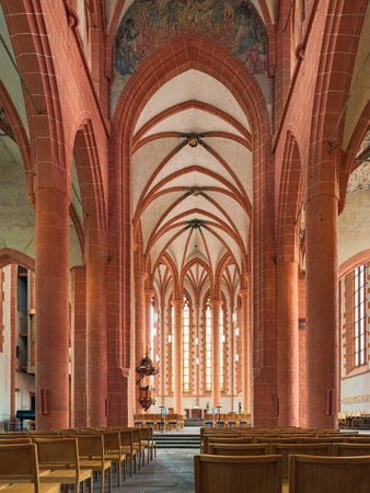 HEIDELBERG, GERMANY - MAY 21, 2013: Interior of Church of the Holy Spirit in Heidelberg Old Town. The church was constructed between 1398 and 1515.のeditorial素材