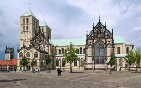 Munster, Germany. Munster Cathedral or St. Paul's Cathedral. The foundation stone for the present cathedral was laid in 1225. The cathedral was consecrated on September 30, 1264.の写真素材