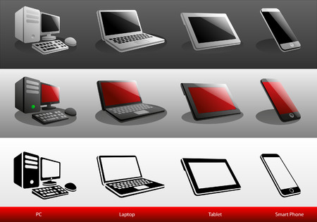 Smart Phone ,Digital Tablet ,Laptop and Computer Icon Vectorのイラスト素材