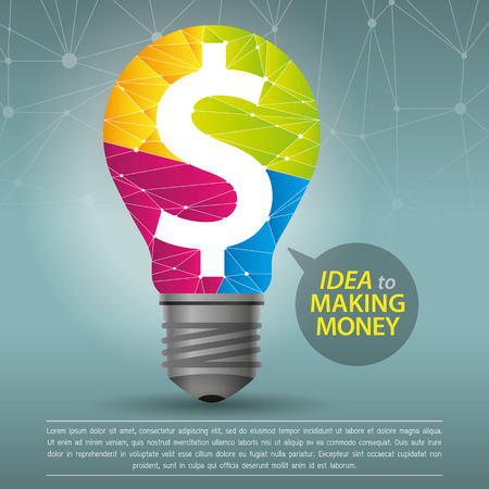 Money Idea Light Bulb Illustrationのイラスト素材