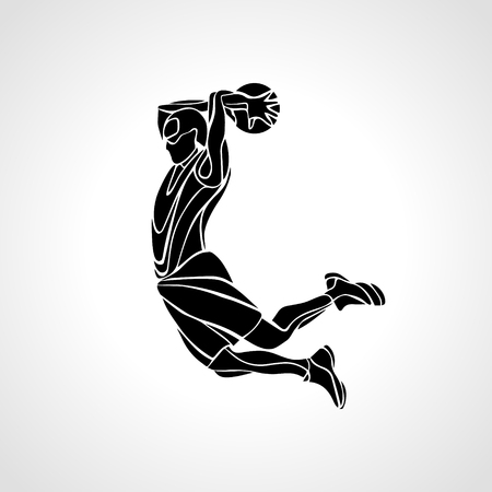 Basketball player. Slam Dunk Silhouette. Vector illustrationのイラスト素材
