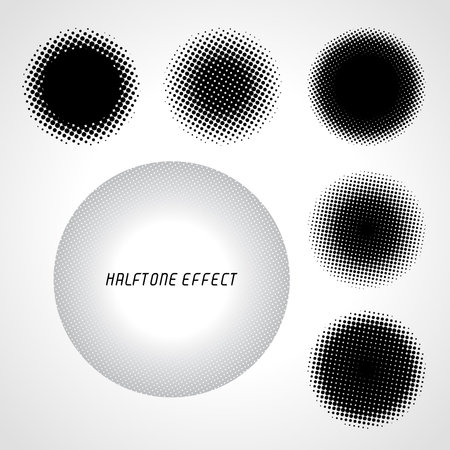 Set of Abstract Halftone Design Elements, vector illustration. Circle made of dotsのイラスト素材