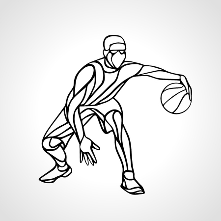 Basketball player abstract silhouette. Crossover dribble.のイラスト素材