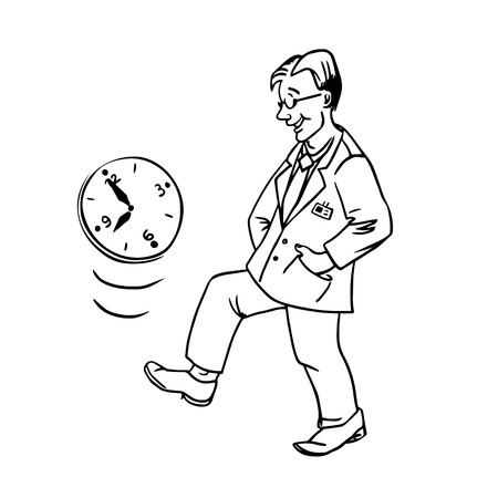 linear illustration procrastination businessman which delay his work for laterのイラスト素材