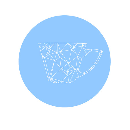 Mug in trendy triangle polygon style. Clean thin illustrationのイラスト素材