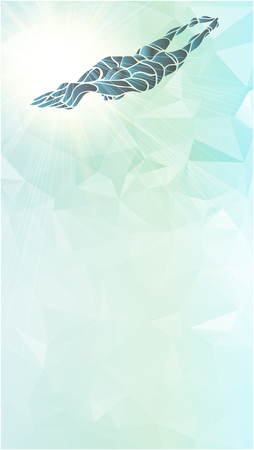 Freestyle Swimmer Color Silhouette. Sport swimming, front crawl. Vector Professional Swimming Illustrationのイラスト素材