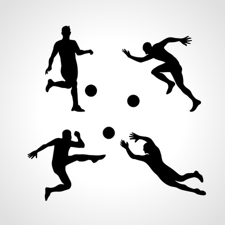 Football Players Collection in various Poses. Soccer players collectionのイラスト素材