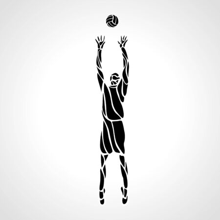 Stylized athlete, played volleyball. Volleyball player on setter position. Eps 8, vector illustrationのイラスト素材