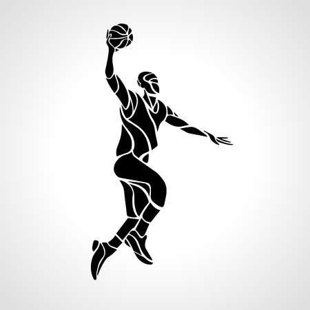 Basketball player. Slam Dunk Silhouette. Vector illustrationのイラスト素材