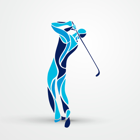 Silhouette of golf player. Vector eps8のイラスト素材