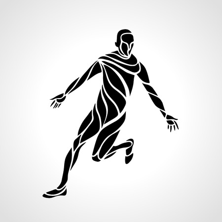 Soccer or football player kicks the ball.のイラスト素材