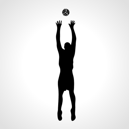 Volleyball setter silhouette, vector illustrationのイラスト素材