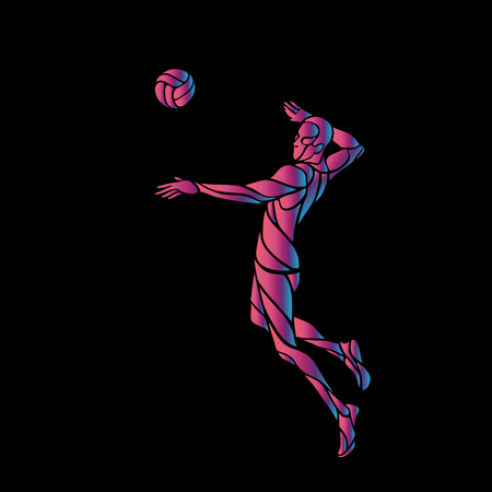 Volleyball attacker player silhouetteのイラスト素材