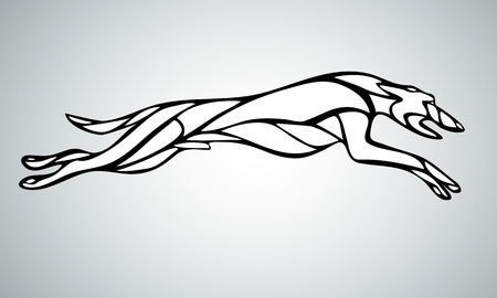 Lineart silhouette of running dog whippet breed. Vectorのイラスト素材