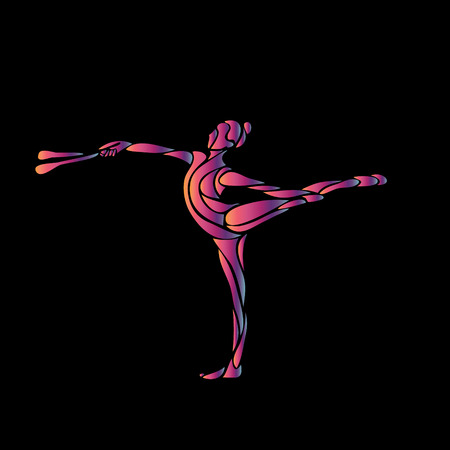 Creative silhouette of gymnastic girl. Art gymnastics flexible girlのイラスト素材