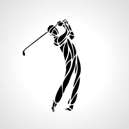 Silhouette of golf player. Vector eps8のイラスト素材