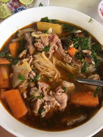 SPICY VIETNAMESE BEEF NOODLE SOUP BUN BO HUEの写真素材