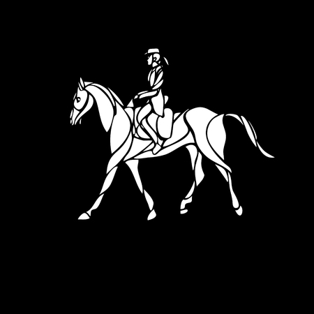 Horse race. Equestrian sport. Silhouette of racing with jockeyのイラスト素材