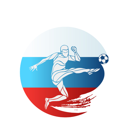 Football championship icon. Flag of Russia. Vector illustration of abstract soccer player with Russian national flag colors.のイラスト素材